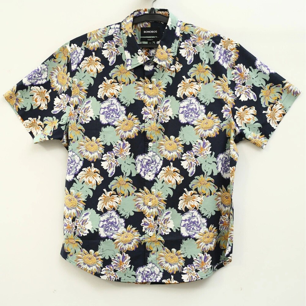 Bonobos Riviera Short Sleeve Men's Shirt Floral Print Hawaiian Slim Fit S 287336